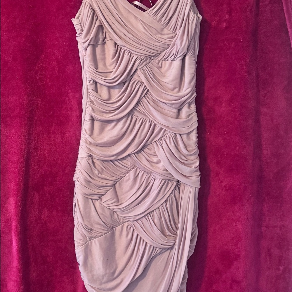 Halston Heritage Blush Draped Mini Dress
